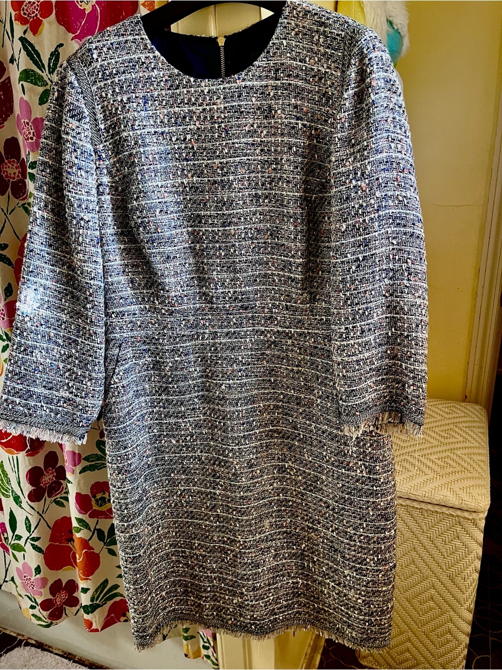 JCREW Tweed Business Dress | Size 12 | navy, white, cream, and salmon. VGC